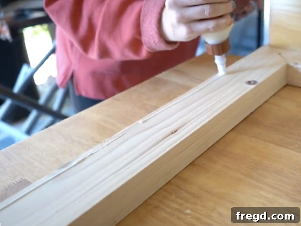 Elegant Waterfall Desk Build 11 Outer side panel with pocket holes for attachment