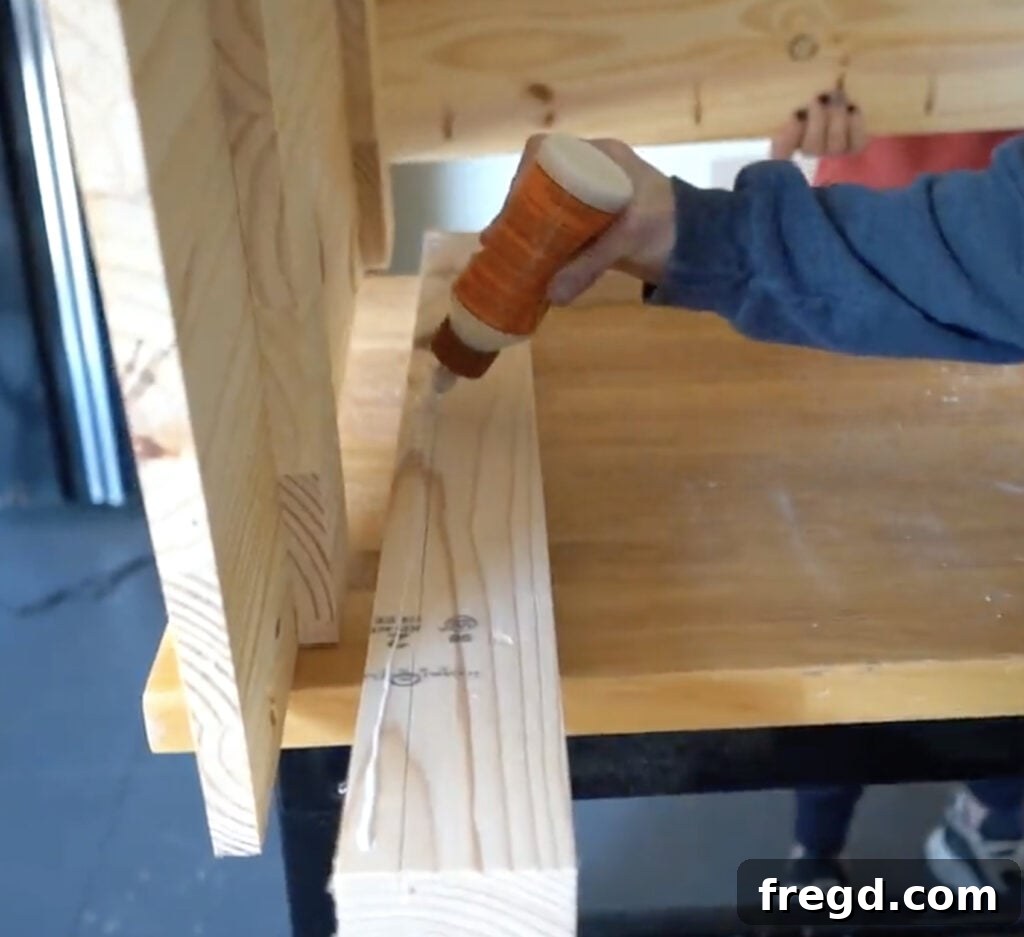 Elegant Waterfall Desk Build 16 Aligning the second frame with the main desk body