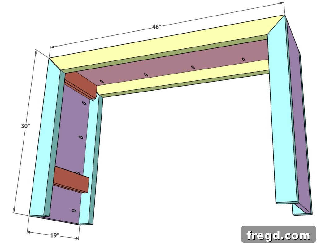 Elegant Waterfall Desk Build 17 Attaching the second frame with pocket hole screws
