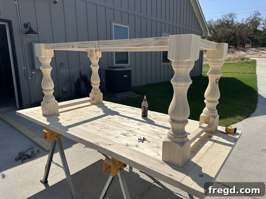 Build Your Own Dining Table with Free DIY Plans 11 Dining table base with both runner supports attached