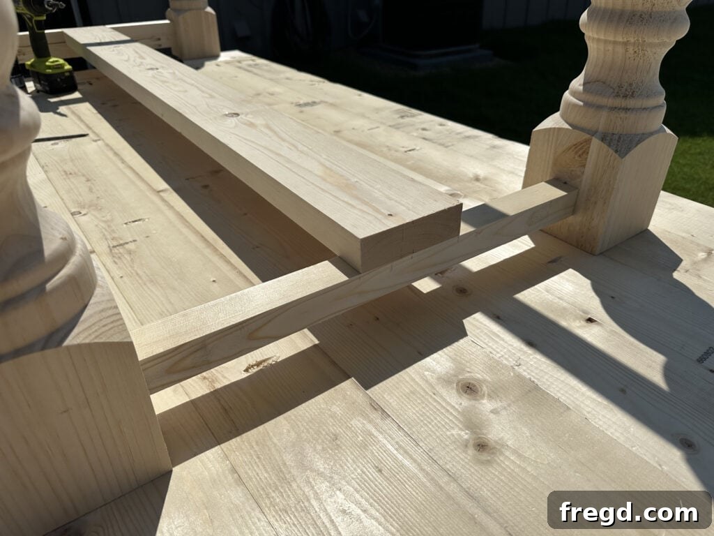 Build Your Own Dining Table with Free DIY Plans 13 Dining table base with the main runner attached