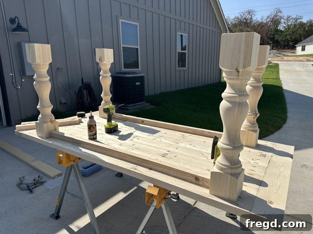 Build Your Own Dining Table with Free DIY Plans 7 Two completed leg assemblies for the dining table base