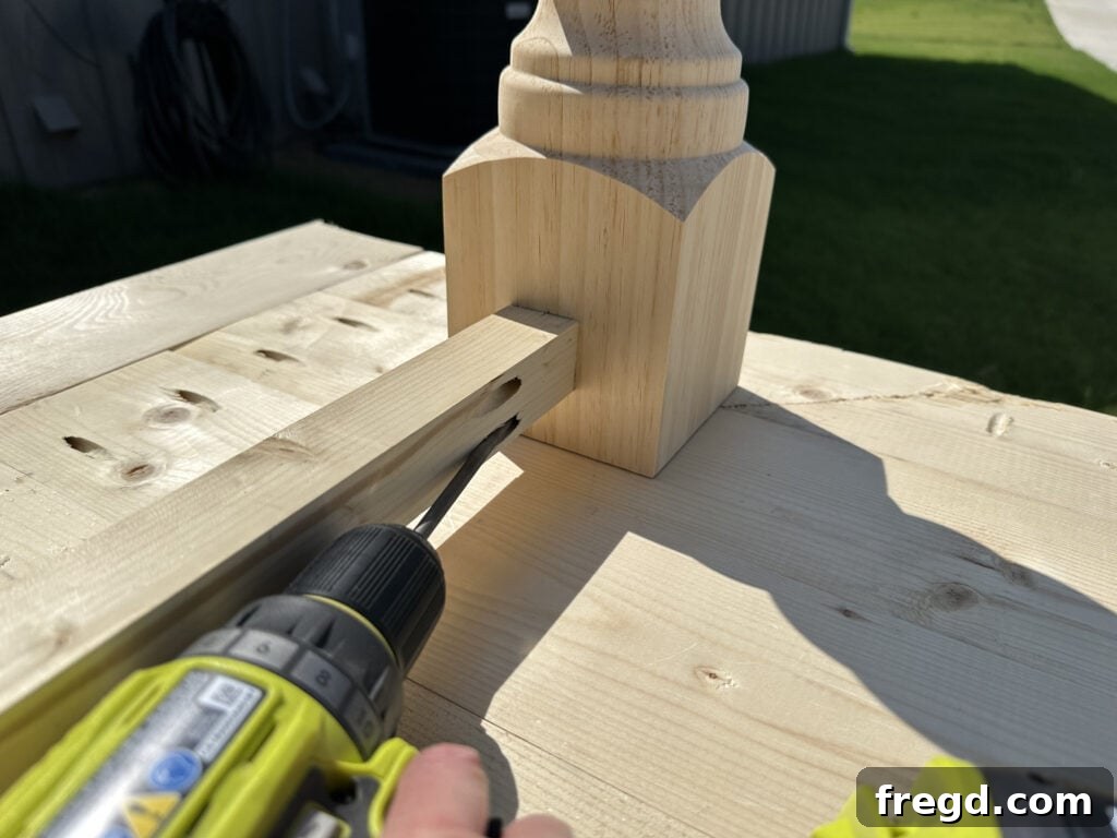 Build Your Own Dining Table with Free DIY Plans 10 Attaching runner support pieces to the bottom of the table legs
