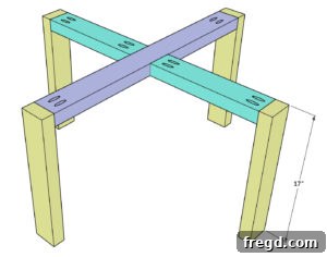 Step 2: Attaching legs to the first X-piece