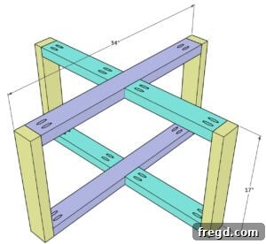 Step 3: Attaching the second X-piece to complete the base