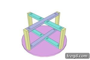 Step 4: Securing the base to the round tabletop