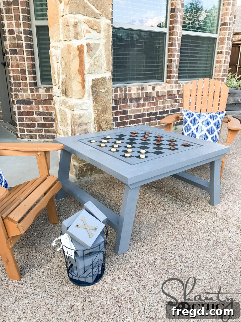 Outdoor coffee table suitable for games