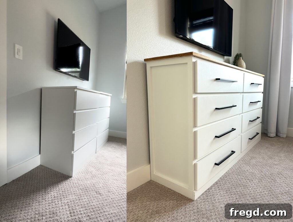 Elevating Your Ikea Malm Dresser 2 Finished custom IKEA Malm dresser hack