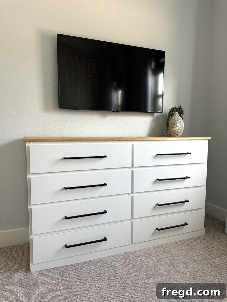 Elevating Your Ikea Malm Dresser 20 Full view of the custom IKEA Malm dresser
