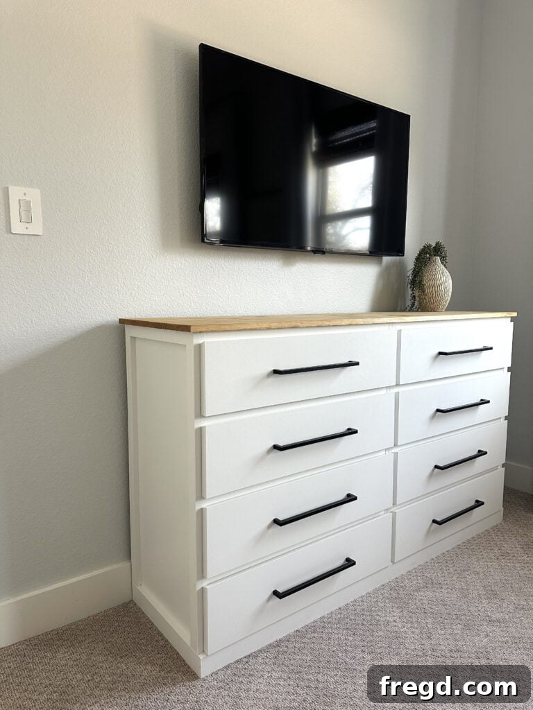 Elevating Your Ikea Malm Dresser 21 Close-up of dresser top and hardware