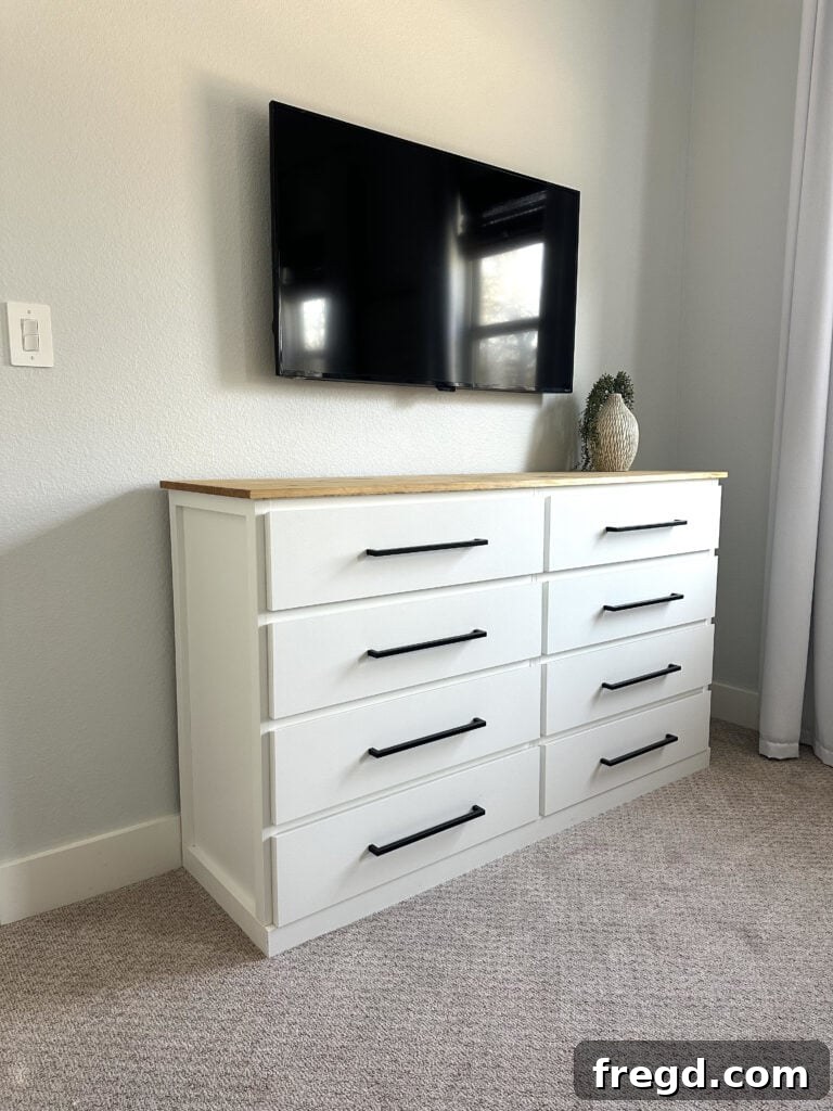 Elevating Your Ikea Malm Dresser 23 Drawer detail of the DIY dresser