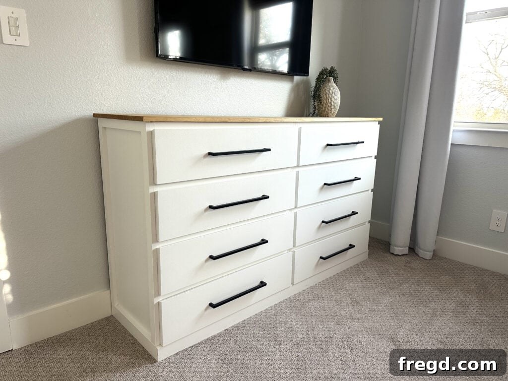 Elevating Your Ikea Malm Dresser 24 Another angle of the finished custom dresser