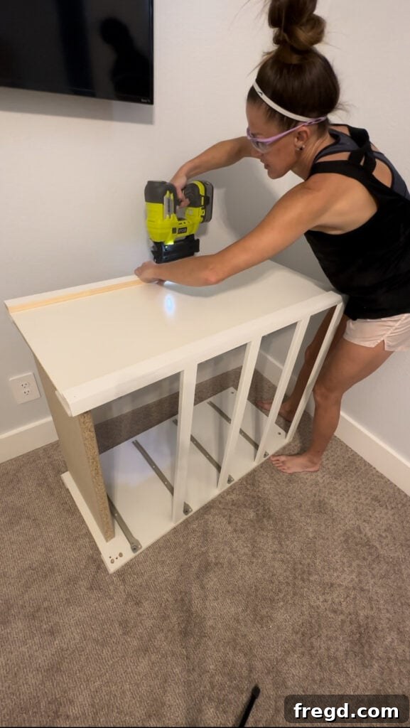 Elevating Your Ikea Malm Dresser 5 Attaching middle trim to dresser