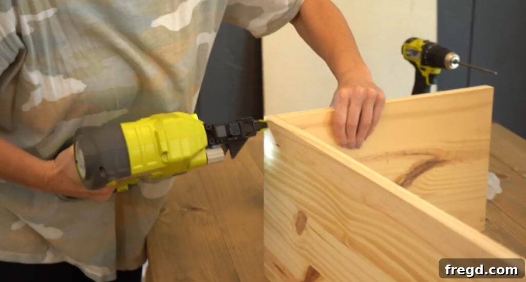 Build Your Own Side Table A Complete Visual Guide 8 Assembling the drawer box with brad nails and wood glue