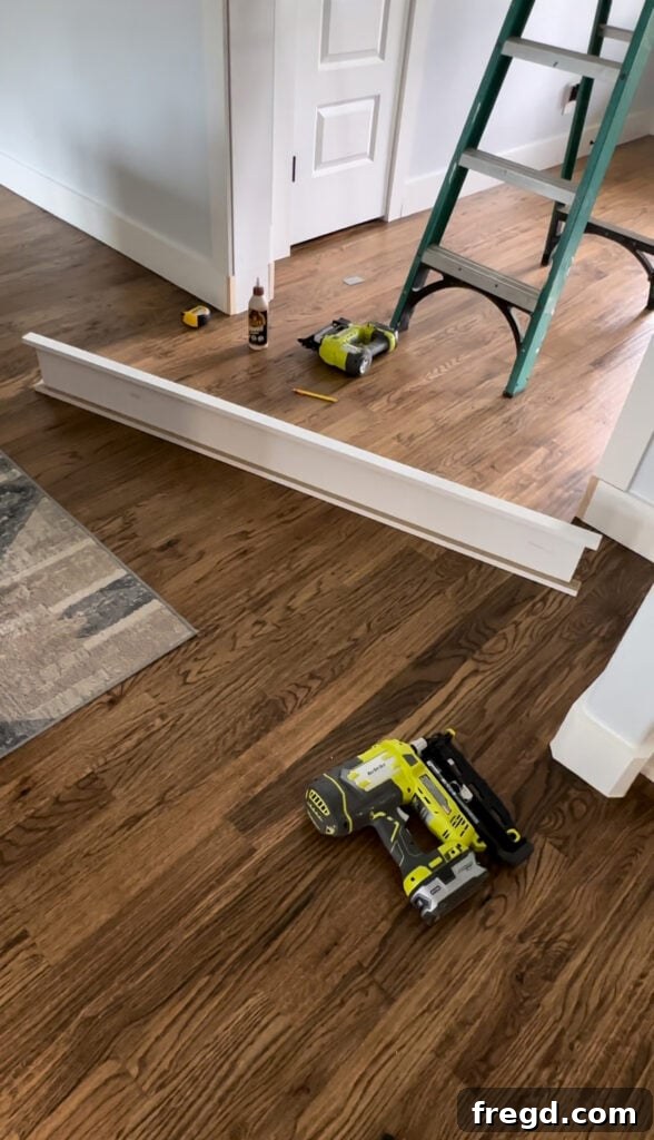 Fully assembled header showing the layered design with 1x2 trim pieces.