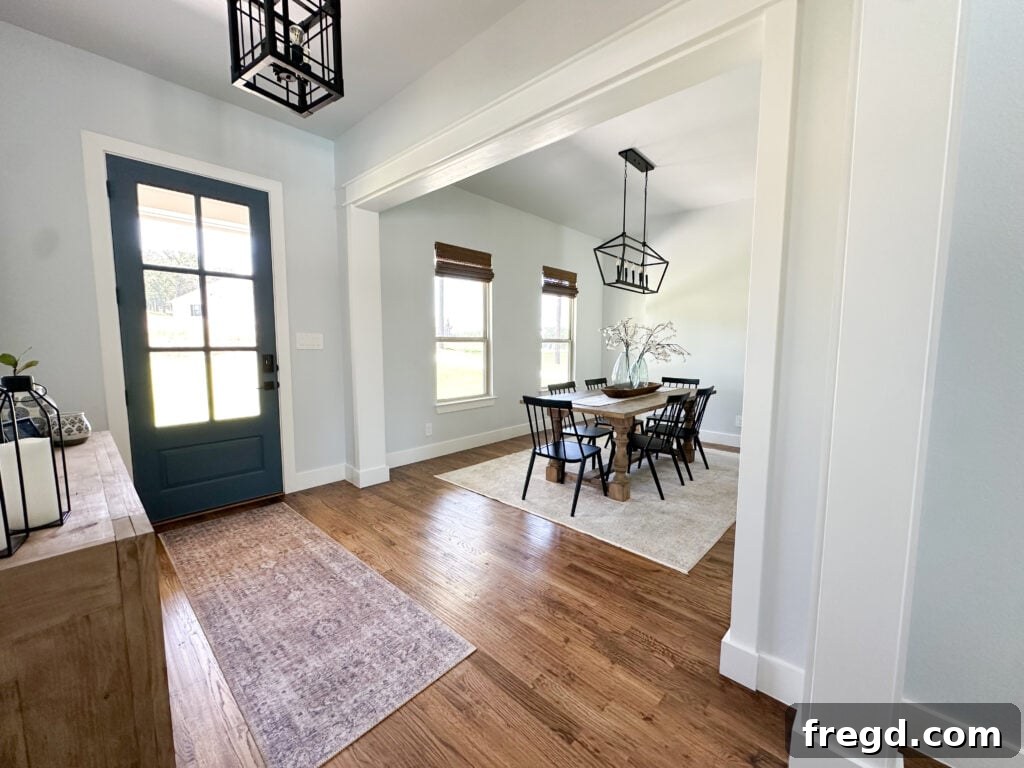 After image of the dining room opening with stylish new casing.