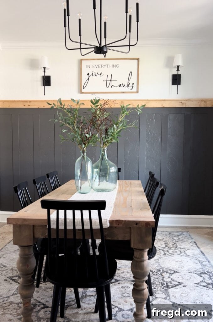 Completed DIY board and batten wall in a home interior.