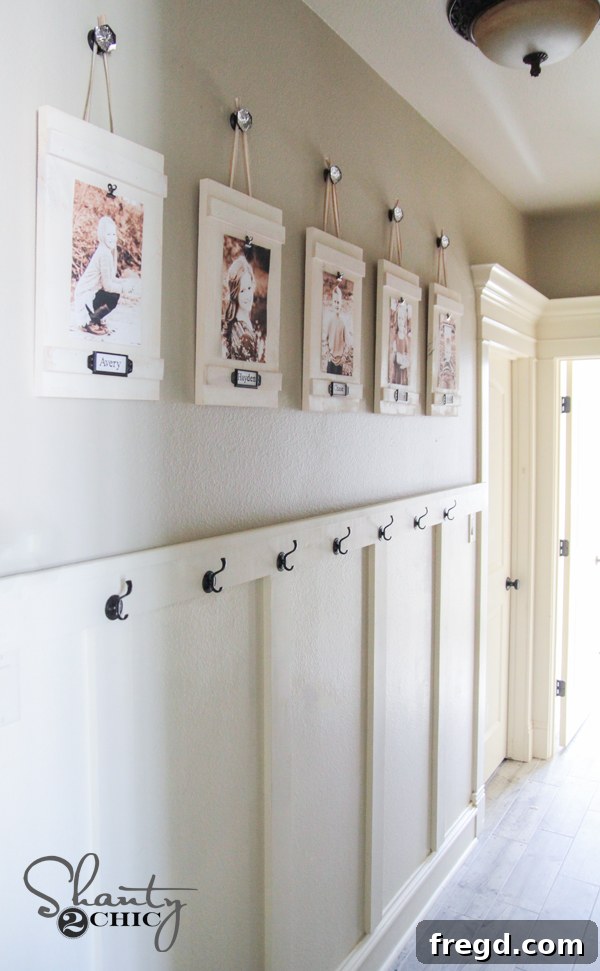 Nature's Eternal Canvas 30 DIY Hanging Picture Frames with labels, displaying family photos