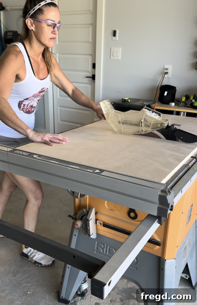 Nature's Eternal Canvas 4 Precise cutting of plywood to final dimensions using a table saw