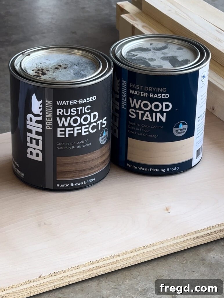 Nature's Eternal Canvas 8 Applying stain to the wooden trim pieces before assembly
