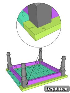 Tabletop being attached to the completed table base with screws