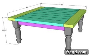 The finished DIY turned leg coffee table, ready for its home