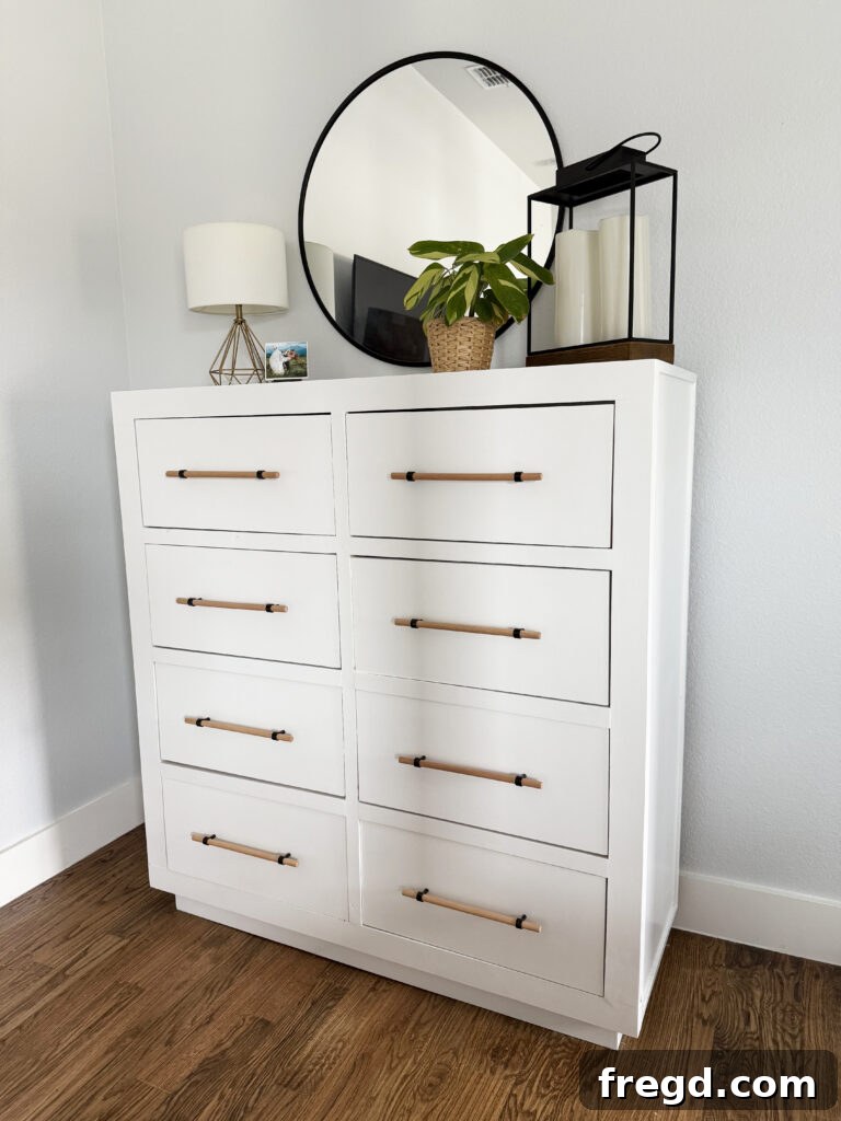 Craft Your Own Custom Dresser 36 The 8-drawer dresser styled in a bedroom