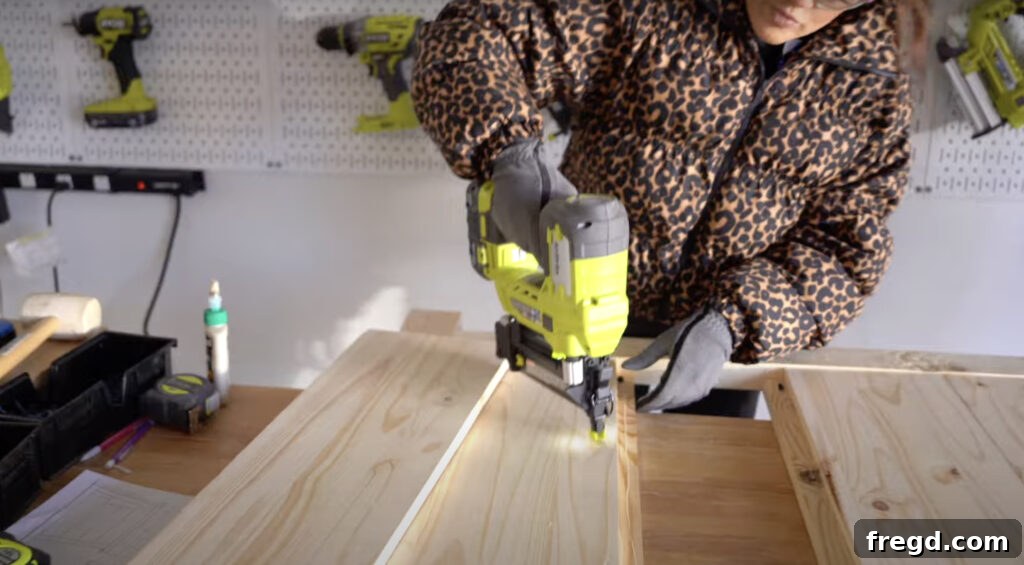 Attaching the Back Planks to the Headboard