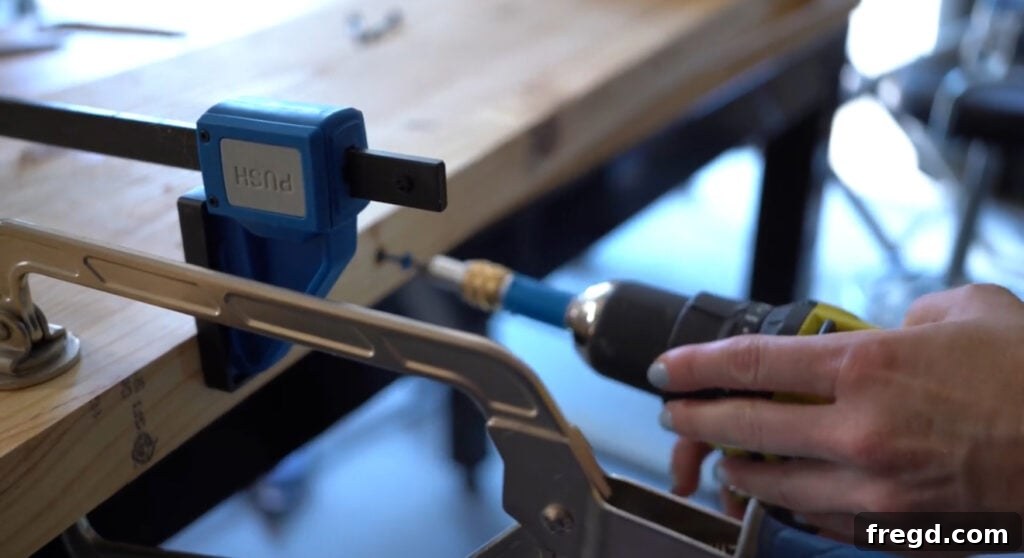 Attaching top trim planks with wood screws and glue using Kreg Quick-Flip