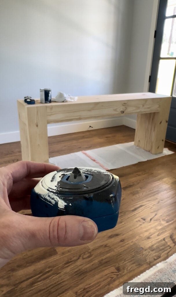 Kreg Project Blocks in use, elevating wood for staining