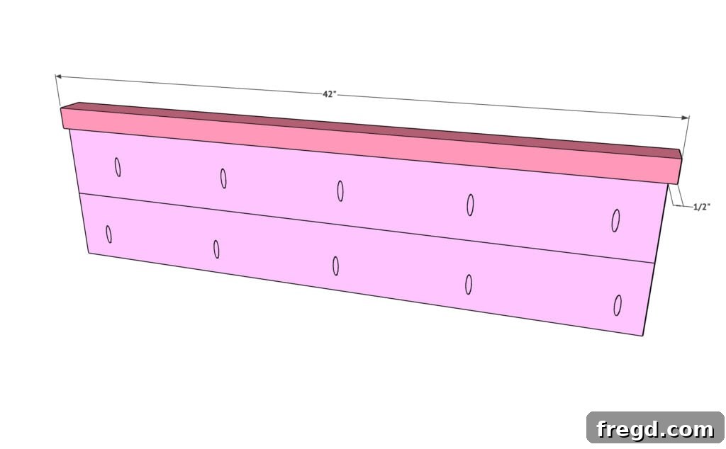 Build Your Own Twin Platform Bed 13 Attaching the top trim piece to the footboard of the bed frame.