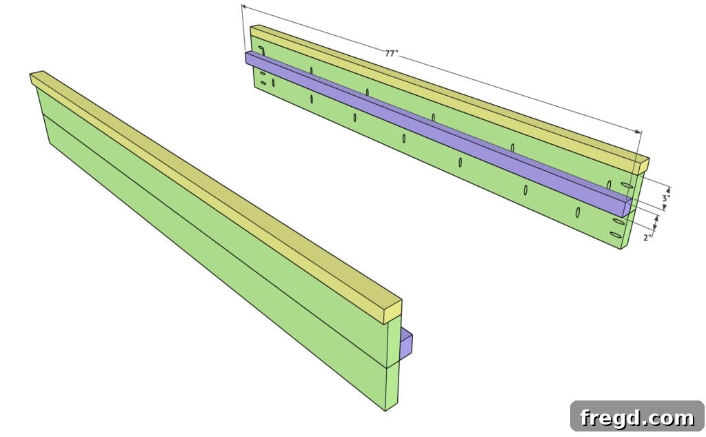 Build Your Own Twin Platform Bed 10 Attaching wooden support cleats to the inside of the bed side frame.