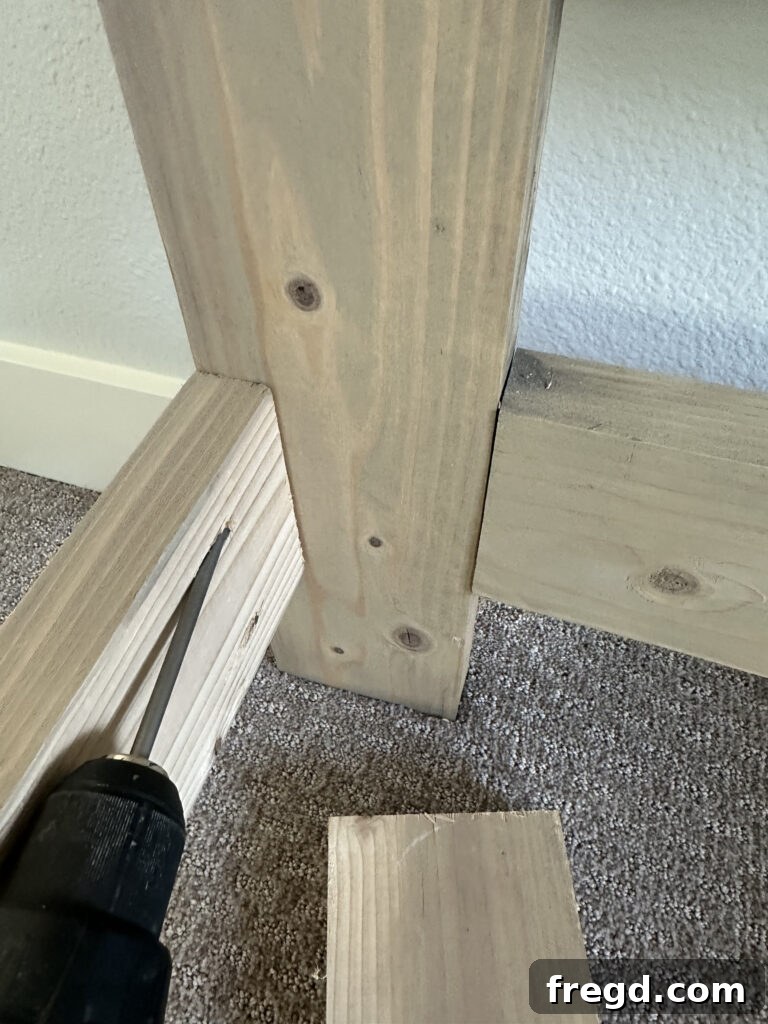 Headboard and frame securely joined