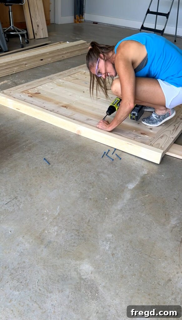 Attaching the top trim to the headboard