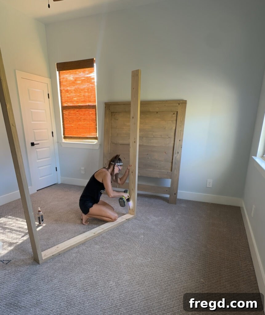 Assembling the side rails and footboard