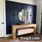 Completed modern geometric accent wall design.
