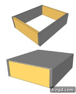 Easy Wood Nightstand Builds for Newbies 36 Drawer box assembly diagram.