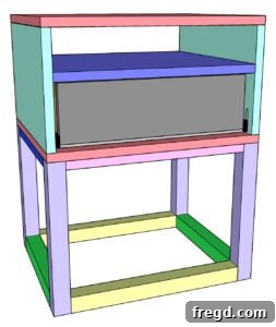 Easy Wood Nightstand Builds for Newbies 37 Drawer slide installation diagram.