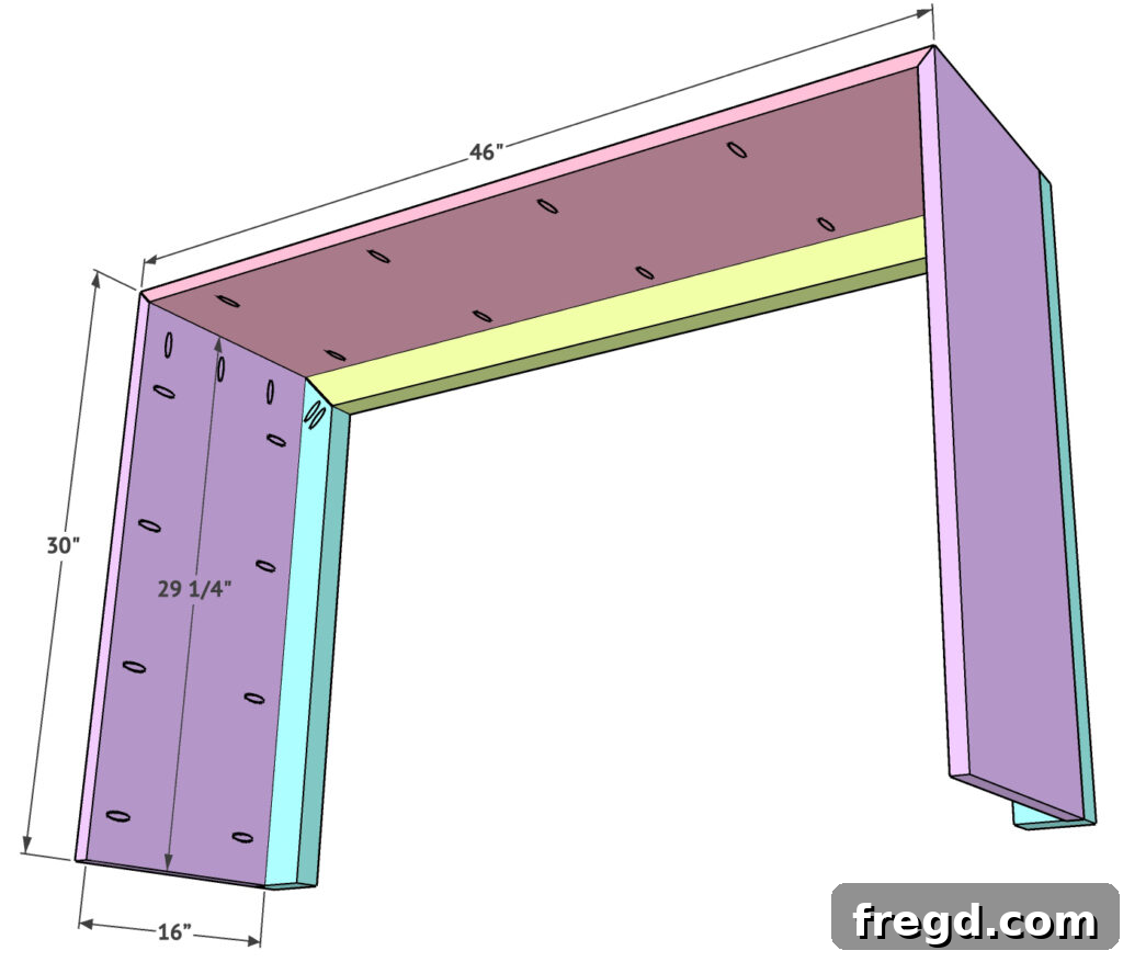 Modern Waterfall Console Build It Yourself for Less Than 100 Dollars 13 Attaching side panels to the console frame with glue and screws