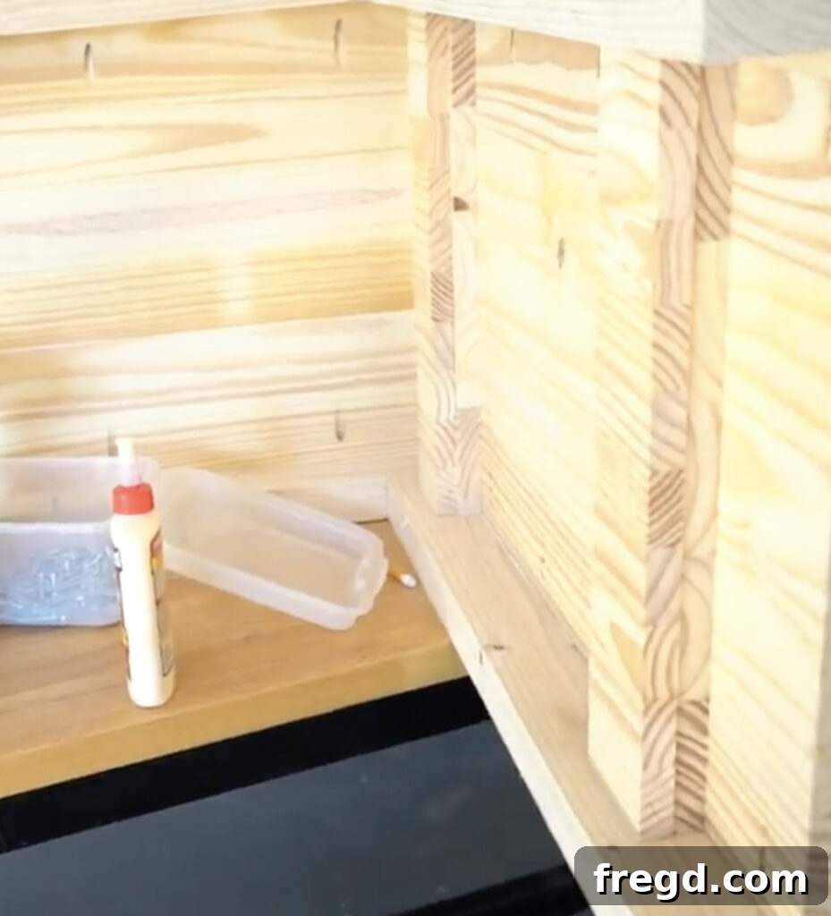 Modern Waterfall Console Build It Yourself for Less Than 100 Dollars 14 Adding interior support strips to the console side panels