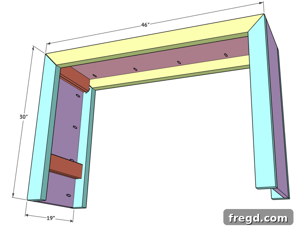 Modern Waterfall Console Build It Yourself for Less Than 100 Dollars 17 Securing the second frame with wood glue and pocket hole screws