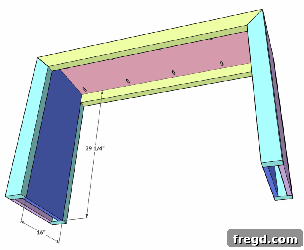 Modern Waterfall Console Build It Yourself for Less Than 100 Dollars 21 Completed interior panels of the waterfall console table