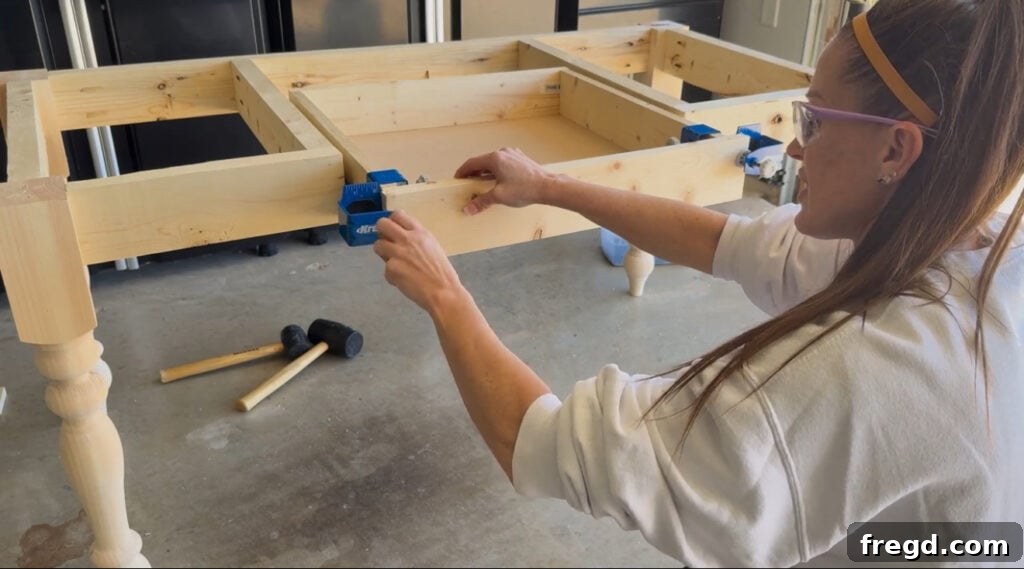 Attaching the drawer face using the Kreg Drawer Front Mounting Jig