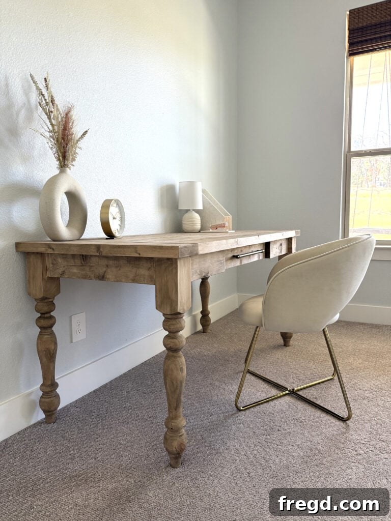 Stylized photo of the DIY farmhouse desk