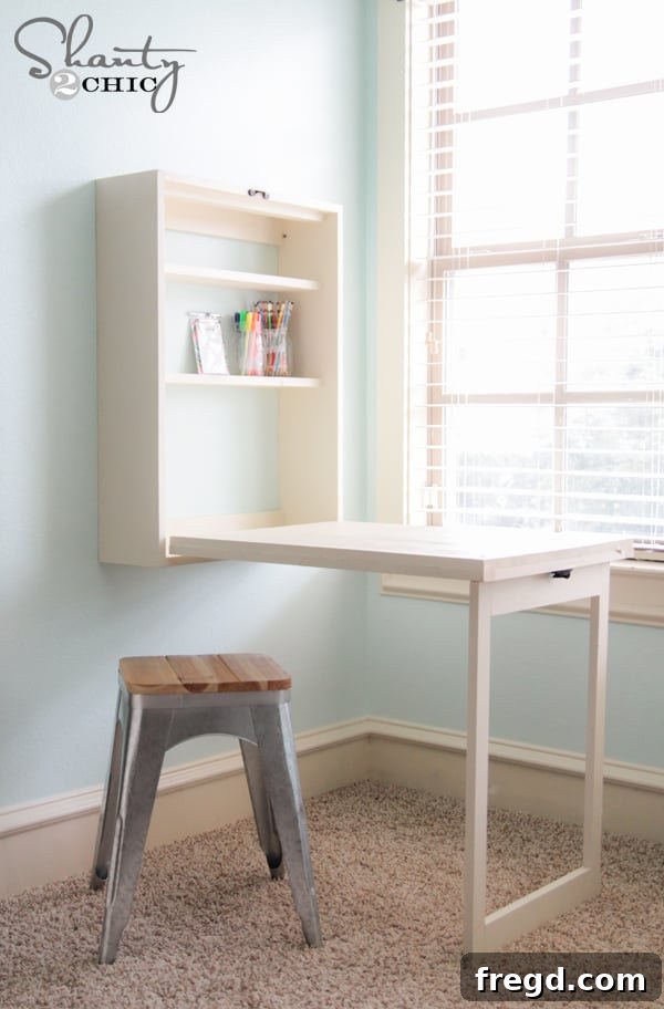 Image of a space-saving Murphy desk