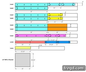 Desk cut list diagram