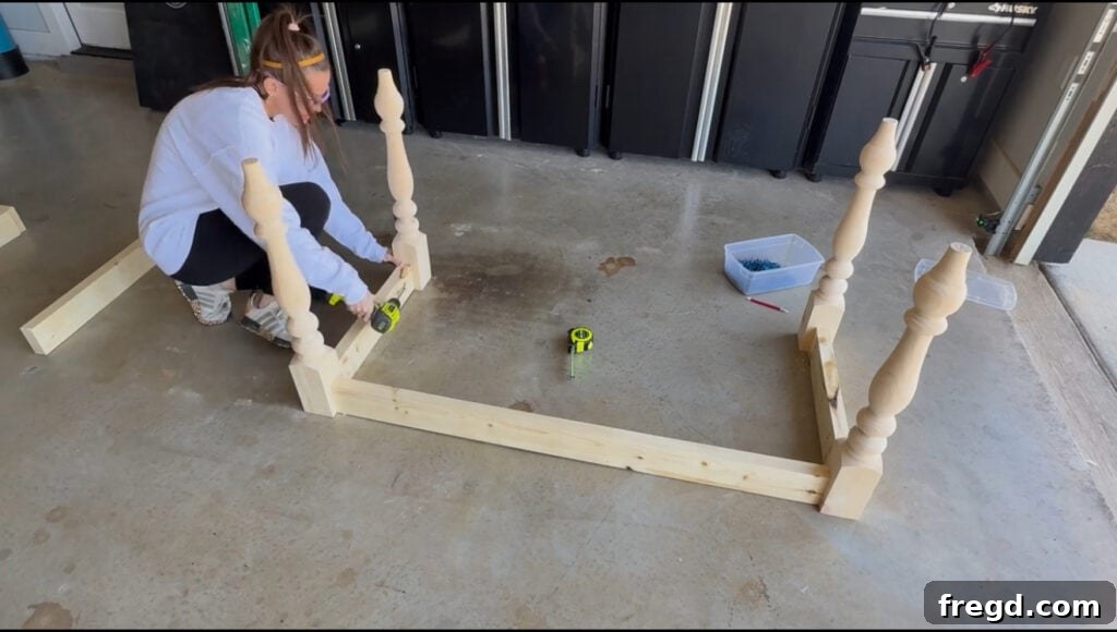 Attaching side aprons to the desk legs
