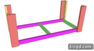 Ultimate DIY 4x8 Workbench With Free Plans 17 Attaching laminated legs to the bottom frame
