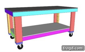 Ultimate DIY 4x8 Workbench With Free Plans 21 Attaching MDF panels for the shelf and top surface