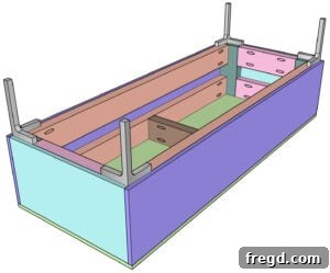 Attaching metal feet to the upholstered bench.